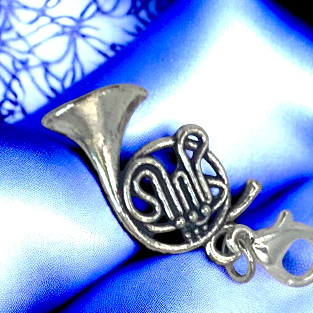 French Horn Silver Keychain, Bag, Backpack Charm - Picture 4 of 4